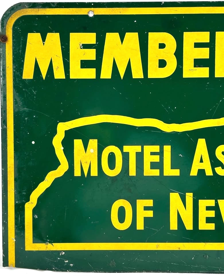 1940's Double Sided MEMBER MOTEL ASSOCIATION OF NEW YORK INC. Sign from Lake George
