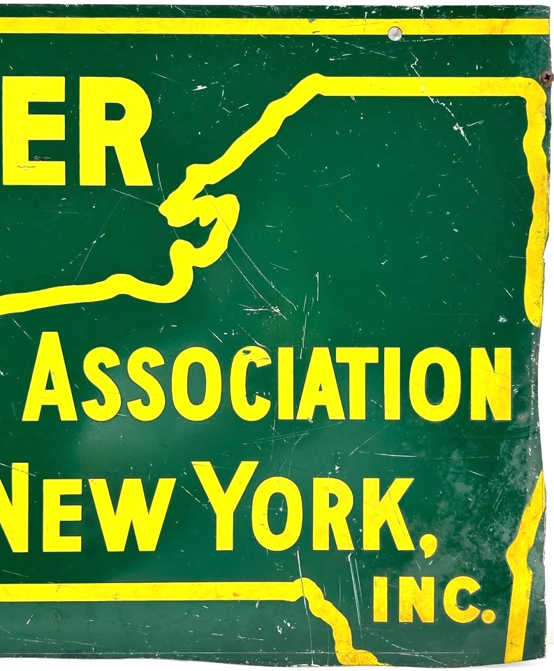 1940's Double Sided MEMBER MOTEL ASSOCIATION OF NEW YORK INC. Sign from Lake George