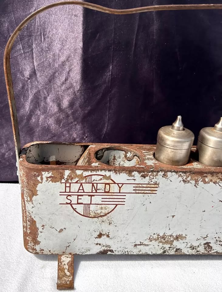 1950's Automotive Mechanic Alemite Grease Gun Collectible Tool Handy Caddy Set