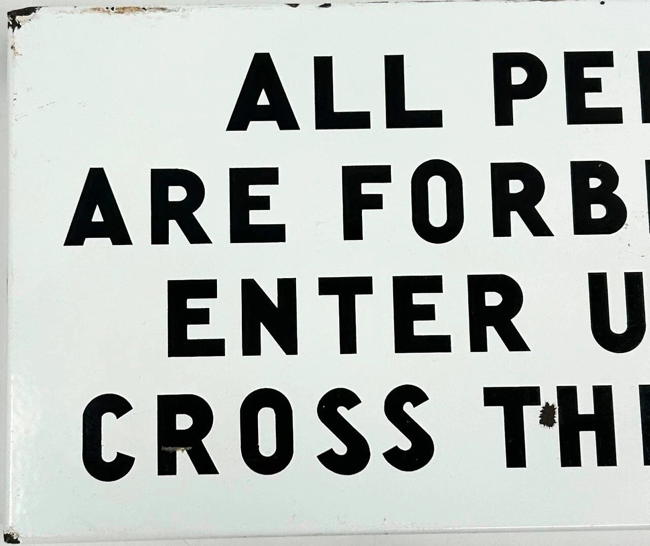 ORINGINAL NYC SUBWAY SIGN PORCELAIN PERSONS FORBIDDEN TO ENTER TRACKS URBAN WALL ART