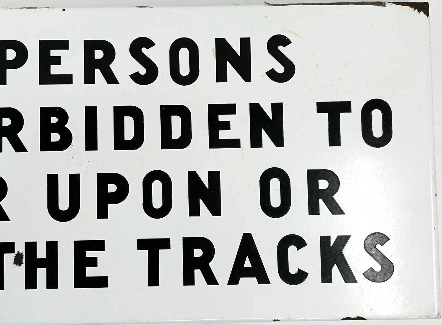 ORINGINAL NYC SUBWAY SIGN PORCELAIN PERSONS FORBIDDEN TO ENTER TRACKS URBAN WALL ART