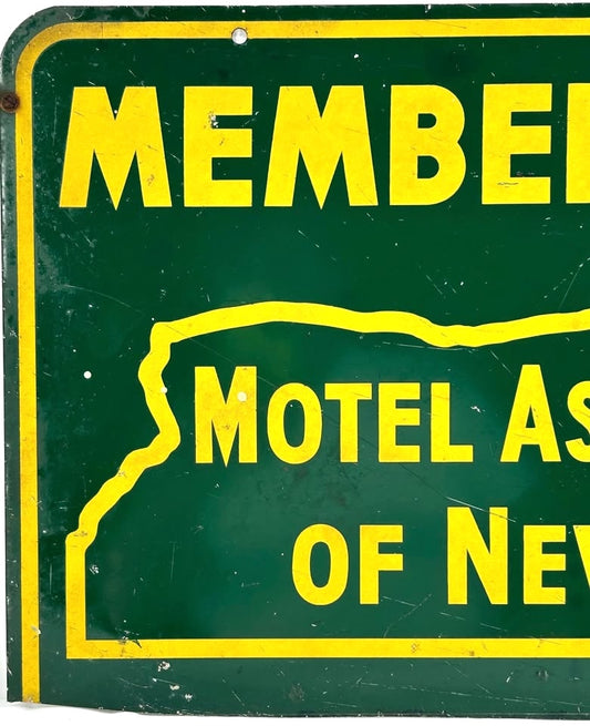 1940's Double Sided MEMBER MOTEL ASSOCIATION OF NEW YORK INC. Sign from Lake George