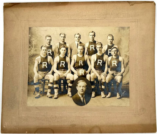 Antique Early 1900's R.H.S. Men’s Basketball Ball Team Cabinet Card Photograph