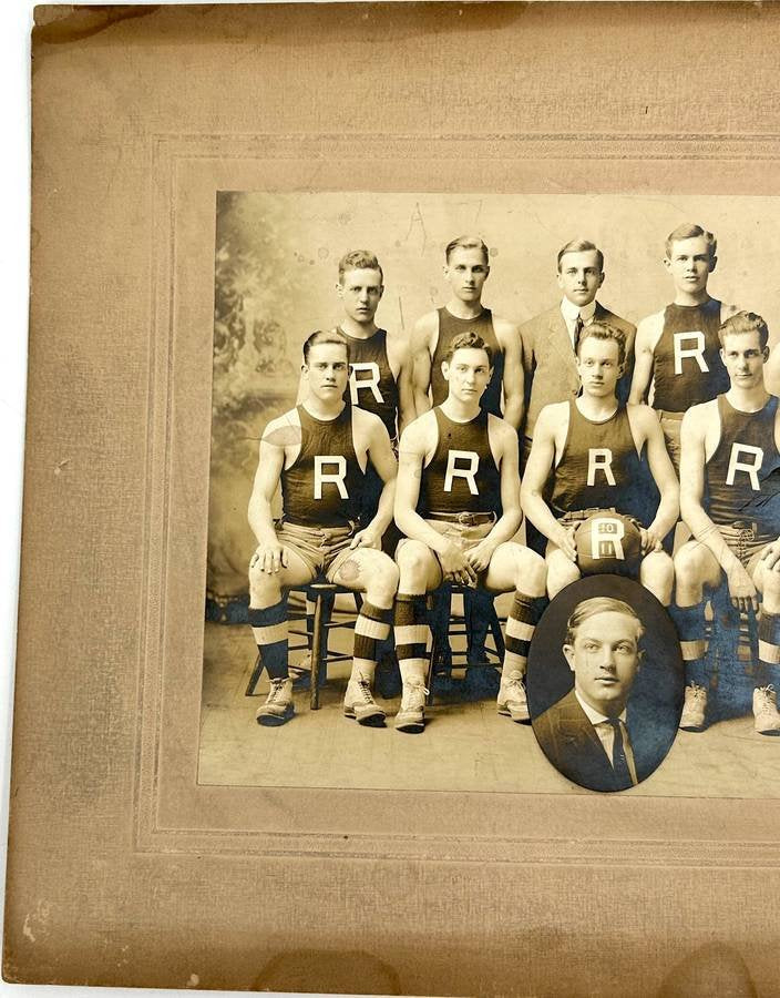 Antique Early 1900's R.H.S. Men’s Basketball Ball Team Cabinet Card Photograph