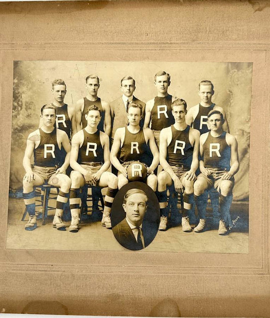 Antique Early 1900's R.H.S. Men’s Basketball Ball Team Cabinet Card Photograph