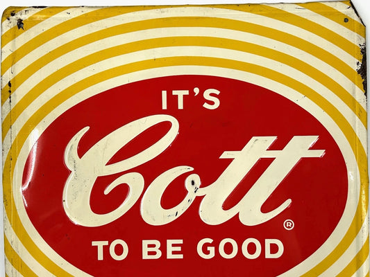1950's Original IT'S COTT TO BE GOOD Metal Beverage Advertising Sign Green Back