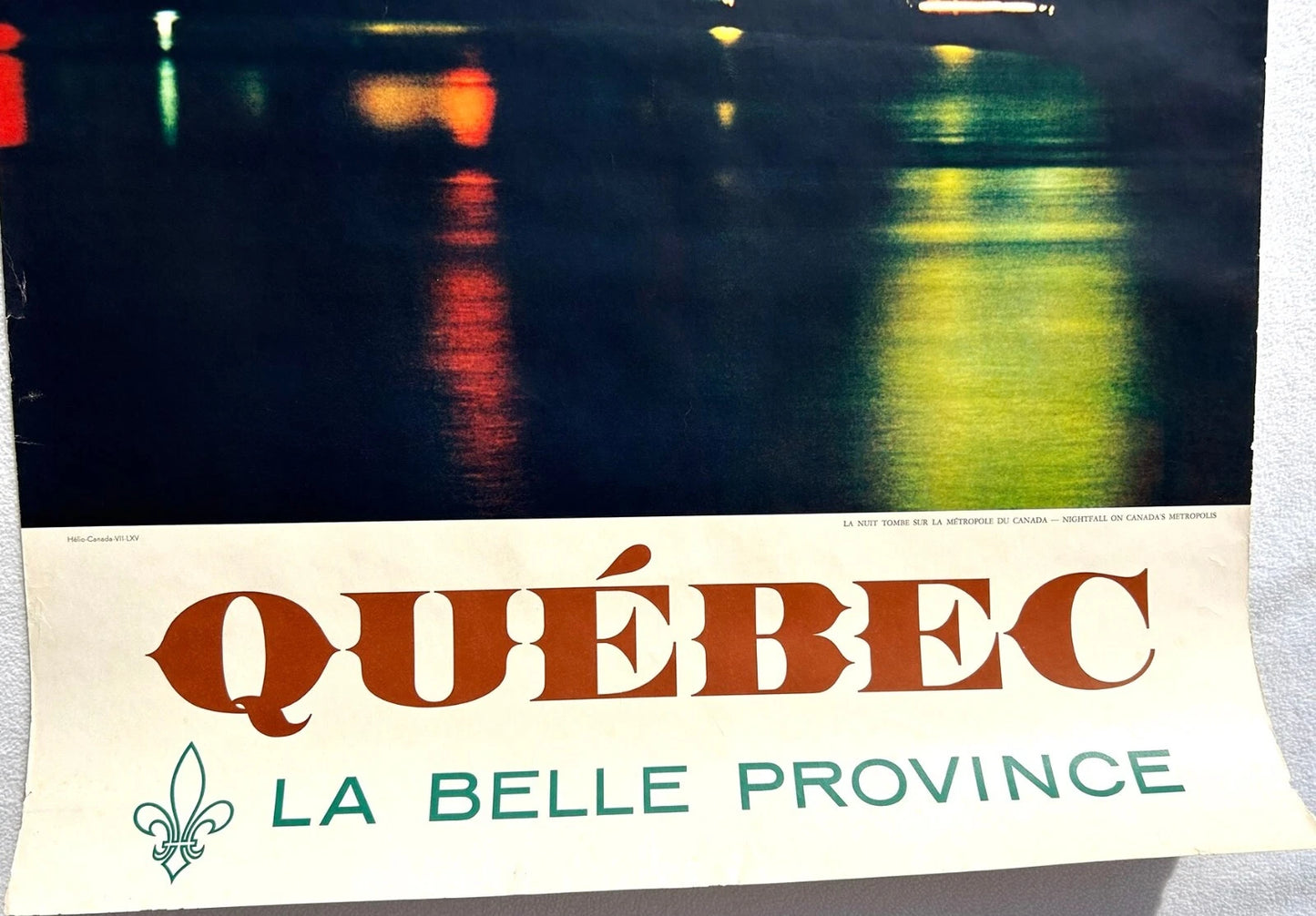 Rare 1967 Quebec NIGHTFALL ON CANADA'S METROPOLIS Original Travel Poster