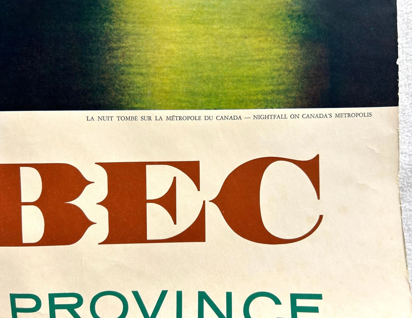 Rare 1967 Quebec NIGHTFALL ON CANADA'S METROPOLIS Original Travel Poster
